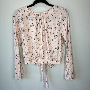 Melrose and Market Floral Pink Tie Back Blouse XXS